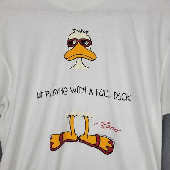 VTG Screen Stars Best T-Shirt Mens XL White Cotton Not Playing With A Full Duck - Picture 2 of 9